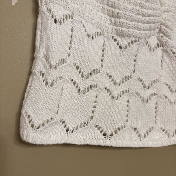 Aeropostale White Ivory Crocheted Off-The-Shoulder Knit Crop Top Medium - Picture 7 of 9